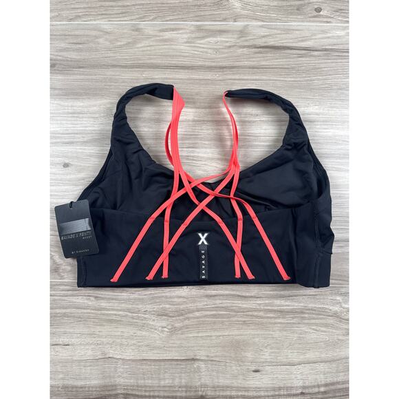 Savage X Fenty Sport Strap It Up Low Impact Sports Bra Black Pink Large - Picture 5 of 9